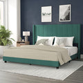 Flash Furniture Bianca Upholstered Platform Bed - Emerald Velvet Upholstery - King - Wingback Headboard - Slatted Mattress Found