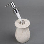 Creative Home Natural Champagne Marble Vase Collection Liquid Soap Lotion Dispenser With Stainless Steel Pump, Beige, 3.3'' Diam
