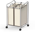 Simple Houseware 2-Bag Heavy Duty Rolling Laundry Sorter Cart, Chrome