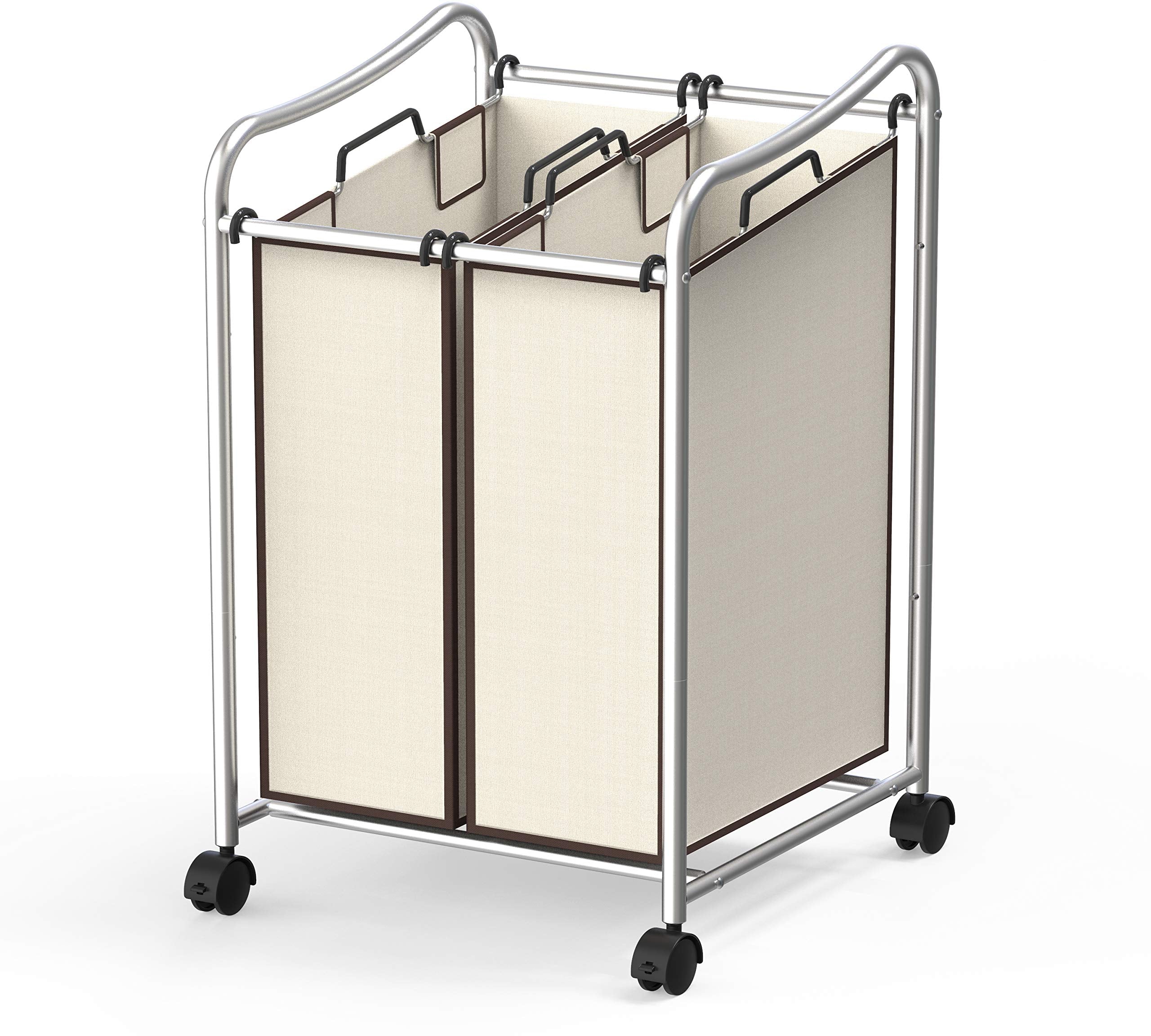 Simple Houseware 2-Bag Heavy Duty Rolling Laundry Sorter Cart, Chrome