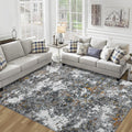 Area Rug 9x12 Living Room: Large Washable Rug with Anti-Slip Backing Non-Shedding Stain-Resistant Soft Abstract Carpet for Bedro