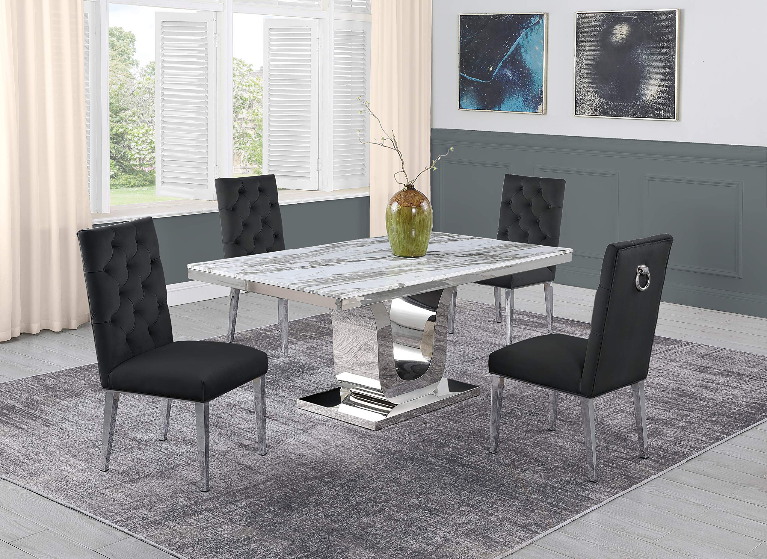 Furniture D14-4Sc71 Dining Set, Black
