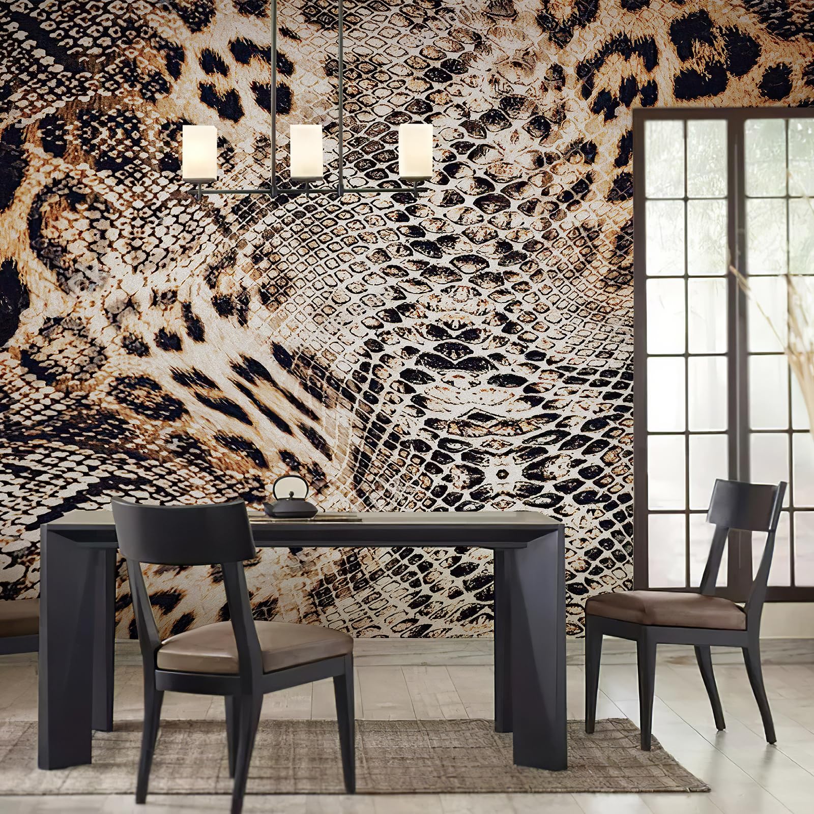 Zeeko Cheetah Print Peel and Stick Wallpaper 144 W x 100 H Removable Renter-Friendly Leopard Snake Wall Mural for Office Bedroom