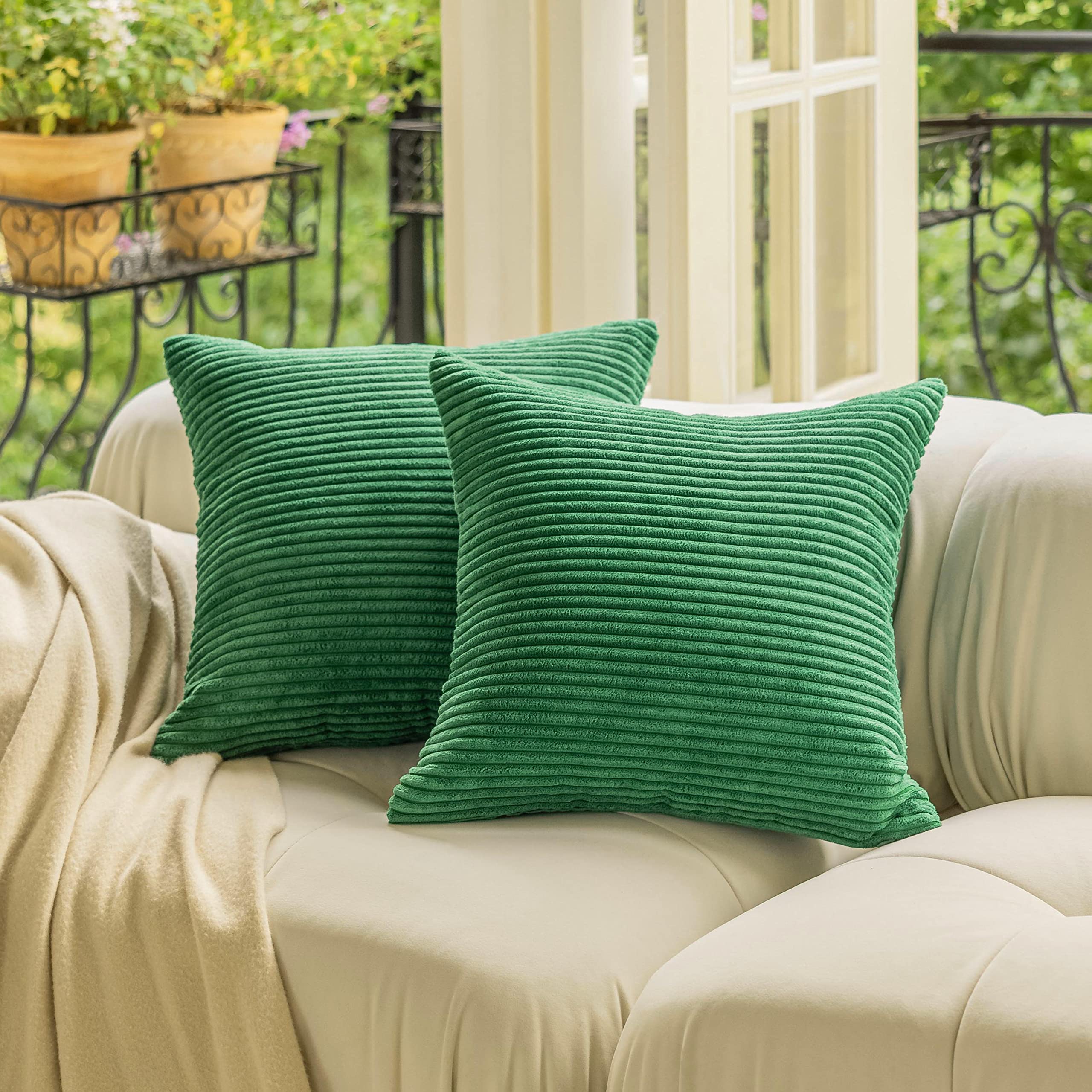 Home Brilliant Throw Pillow Covers 26X26 Euro Sham Covers Super Soft Striped Corduroy Decorative For Couch Bench Sofa Bedroom Pa
