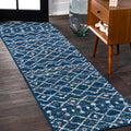 JONATHAN Y MOH208G-28 Aksil Moroccan Beni Souk Navy/Cream 2 ft. x 8 ft. Runner Rug, Bohemian, Scandinavian, Minimalistic for Hom