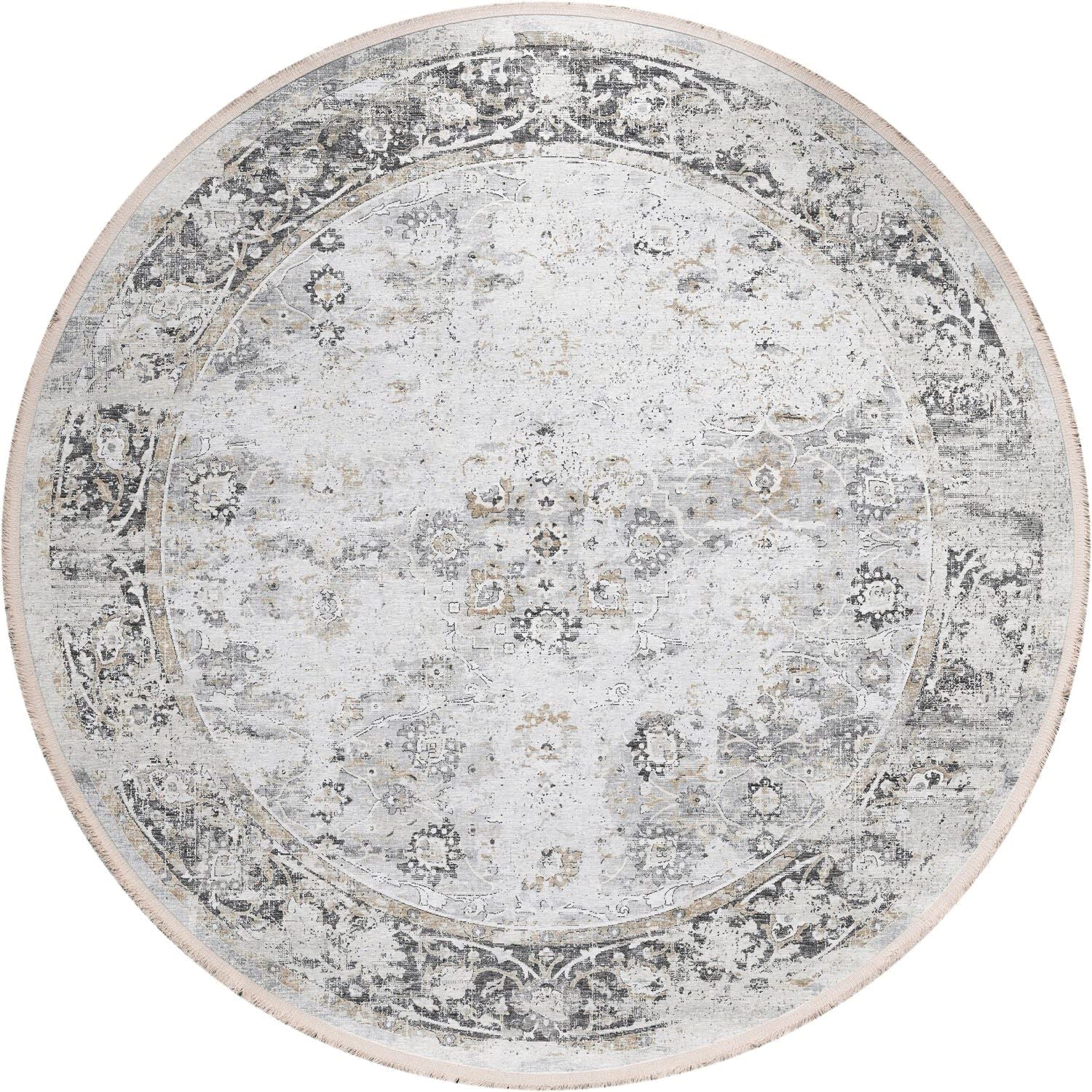 Marbella Mb2 Beige Traditional Rug Round 4' X 4'