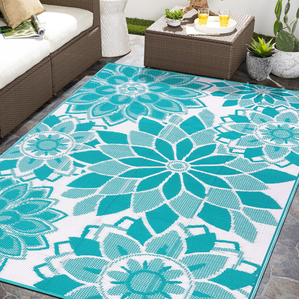 Lokhom Outdoor Rug For Patio, 6'X 9' Reversible Plastic Straw Area Rugs Mat, Waterproof Mat For Camper Indoor Outdoor Carpet For