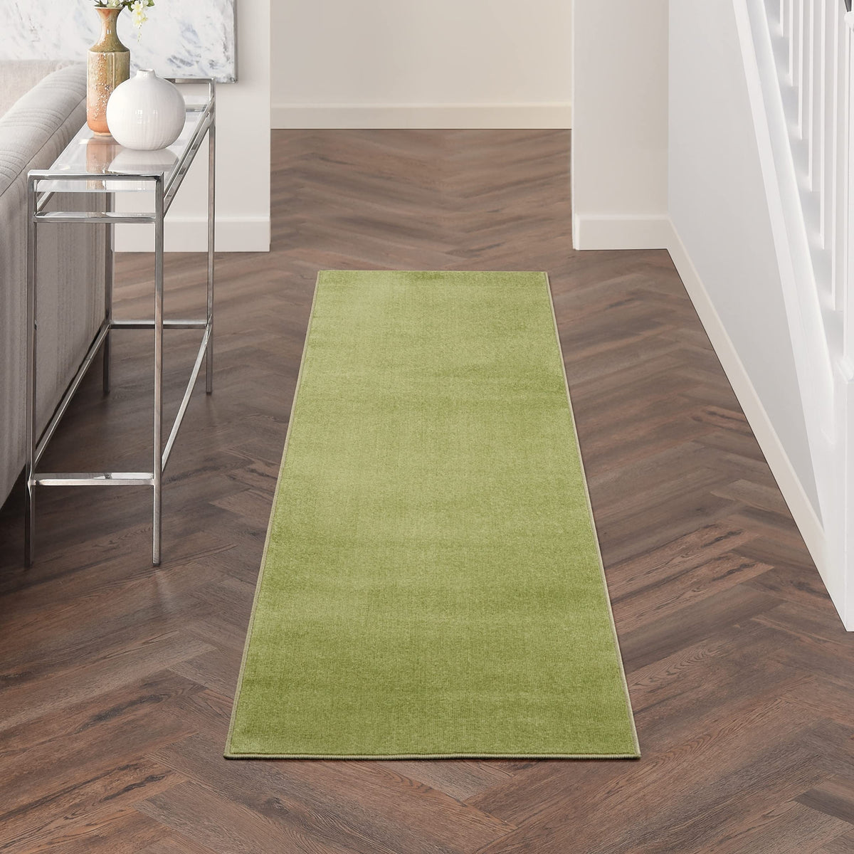 Nourison Essentials Solid Contemporary Green, Runner Area Rug, 2' X 6'