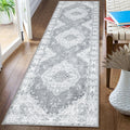 MUJOO Hallway Runner Rug 2x8 Grey,Long Boho Rug Runners Washable Non Slip Carpet for Entryway Kitchen Bathroom Bedside,Vintage