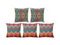 Shopping Tree Ikat Design Canvas Cotton Pillow Cover Bedroom & Living Room Sofa Cushion Covers, 16 X 16 Inch 5 Pieces