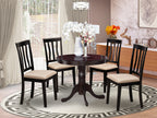 East West Furniture ANTI5-CAP-C 5 Piece Kitchen Table & Chairs Set Includes a Round Dining Room Table with Pedestal and 4 Linen Fabric Upholstered Dining Chairs, 36x36 Inch, Cappuccino