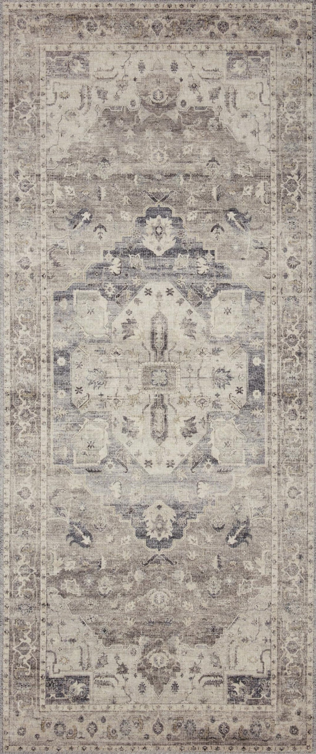 Loloi Ii Hathaway Collection Hth-05 Steel / Ivory 3'-6'' X 5'-6'', .25'' Thick, Accent Rug, Soft, Durable, Printed, Modern, Low
