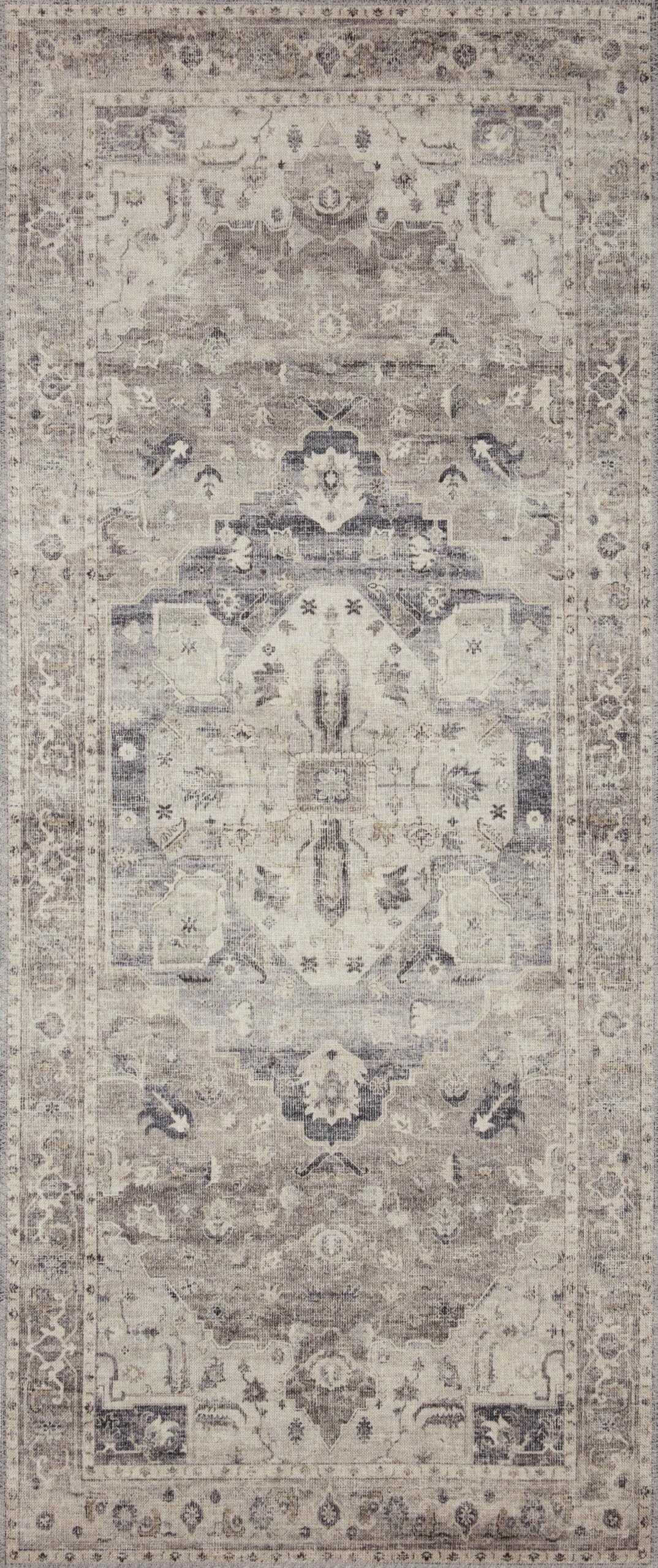 Loloi Ii Hathaway Collection Hth-05 Steel / Ivory 3'-6'' X 5'-6'', .25'' Thick, Accent Rug, Soft, Durable, Printed, Modern, Low