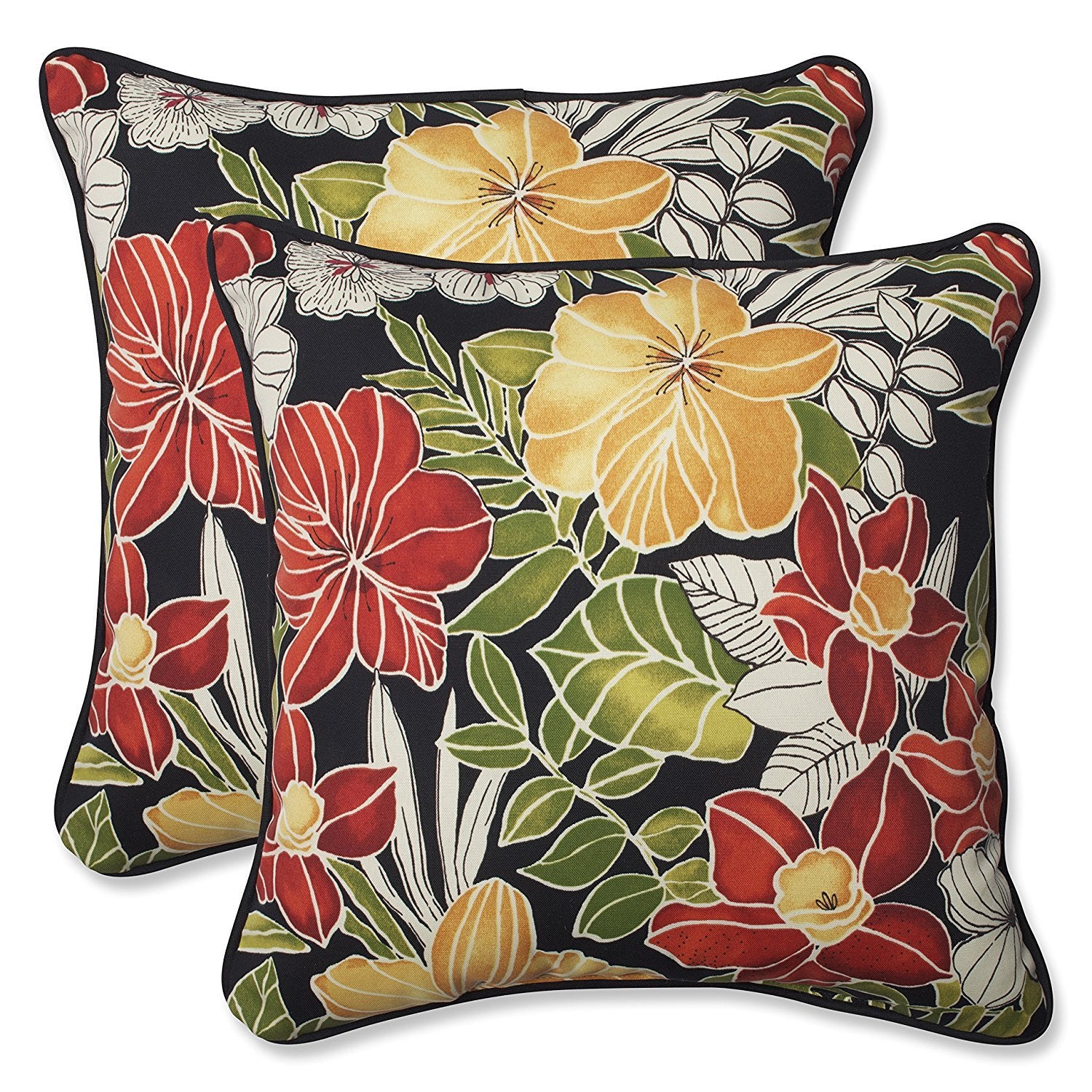 Pillow Perfect Tropic Floral Indoor/Outdoor Accent Throw Pillow, Plush Fill, Weather, And Fade Resistant, Large Throw - 18.5' X
