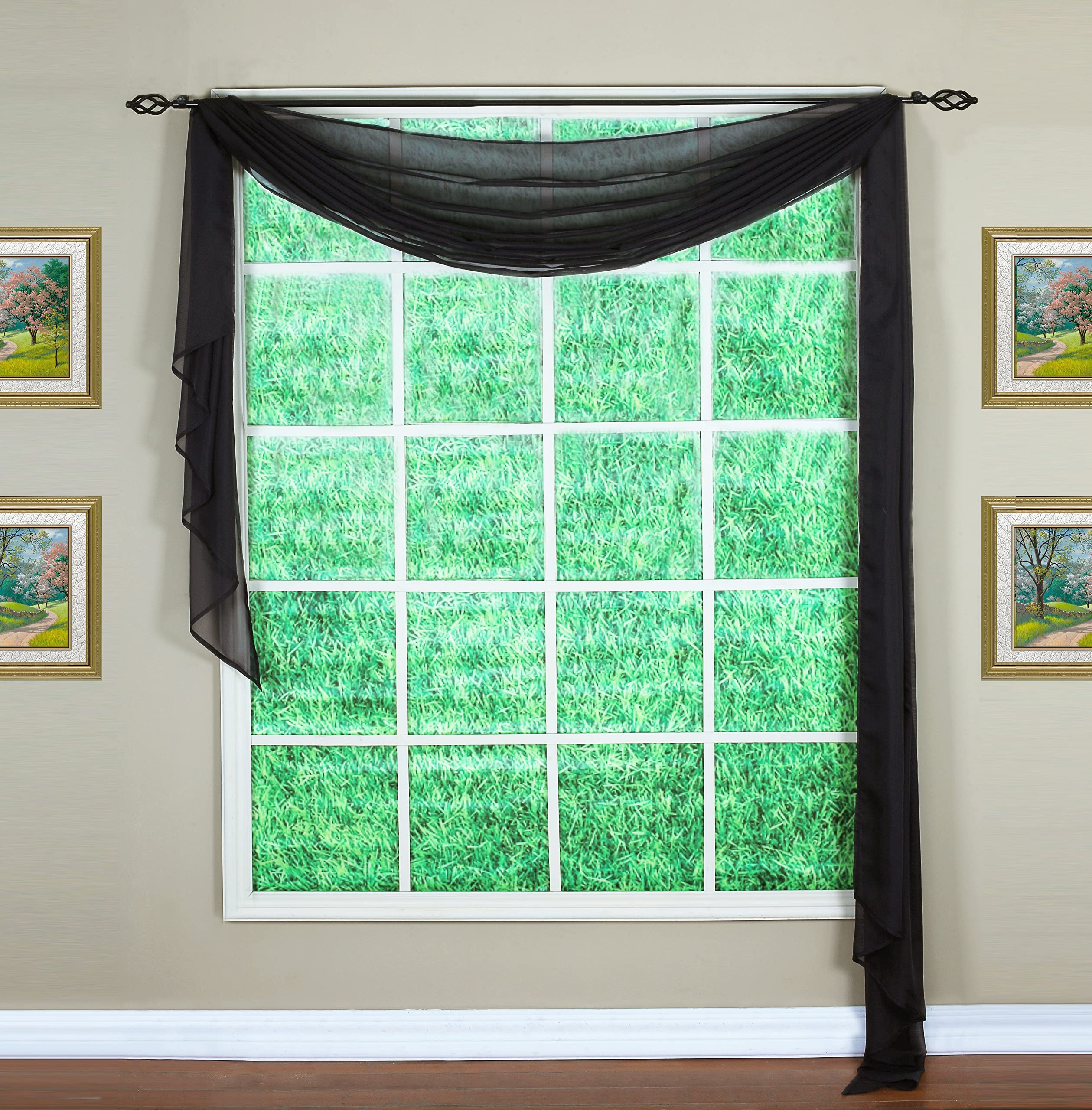 Today'S Curtain Emelia Original Voile Scarf 216', Black, 45' W X 216' L