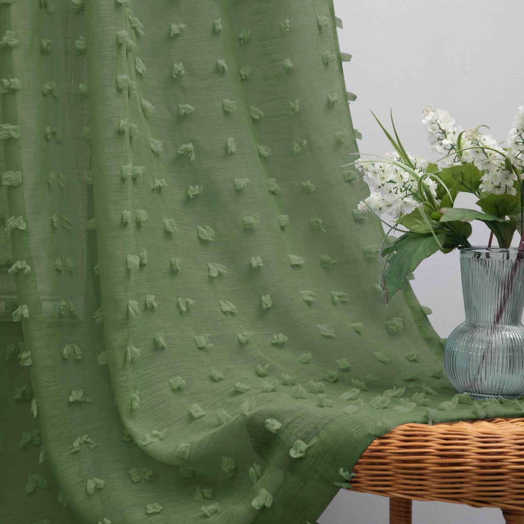 Koufall Dark Green Curtains 63 Inch Length For Living Room,Sheer Curtains For Bedroom 63 Inches Long,Olive Green