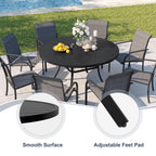Vicllax 53' Round Patio Dining Table For 6-8, Metal Outdoor Dining Table With Umbrella Hole For Garden, Patio, Balcony, Black