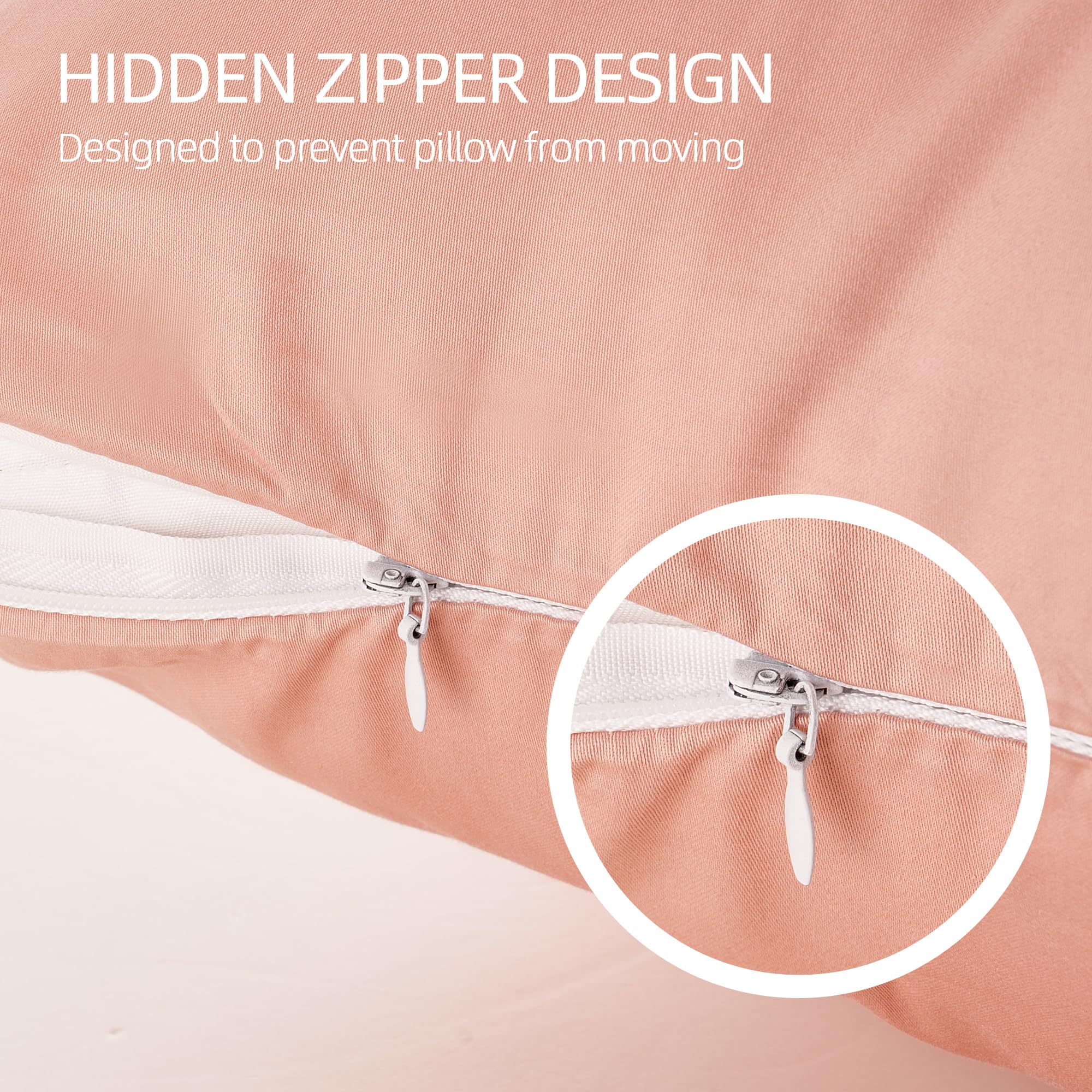 Cotton Pillow Protectors/Cases Standard Size With Zipper 2 Pack Blush Pink Color,Cooling & Breathable Bed Pillow Protectors Set Of 2 Pillow Cases Cover Standard 20' X 26'