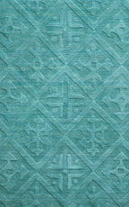 Rizzy Home | Tc8272 | Technique Collection | Wool Area Rug | 3' X 5' | Blue/Aqua Solid
