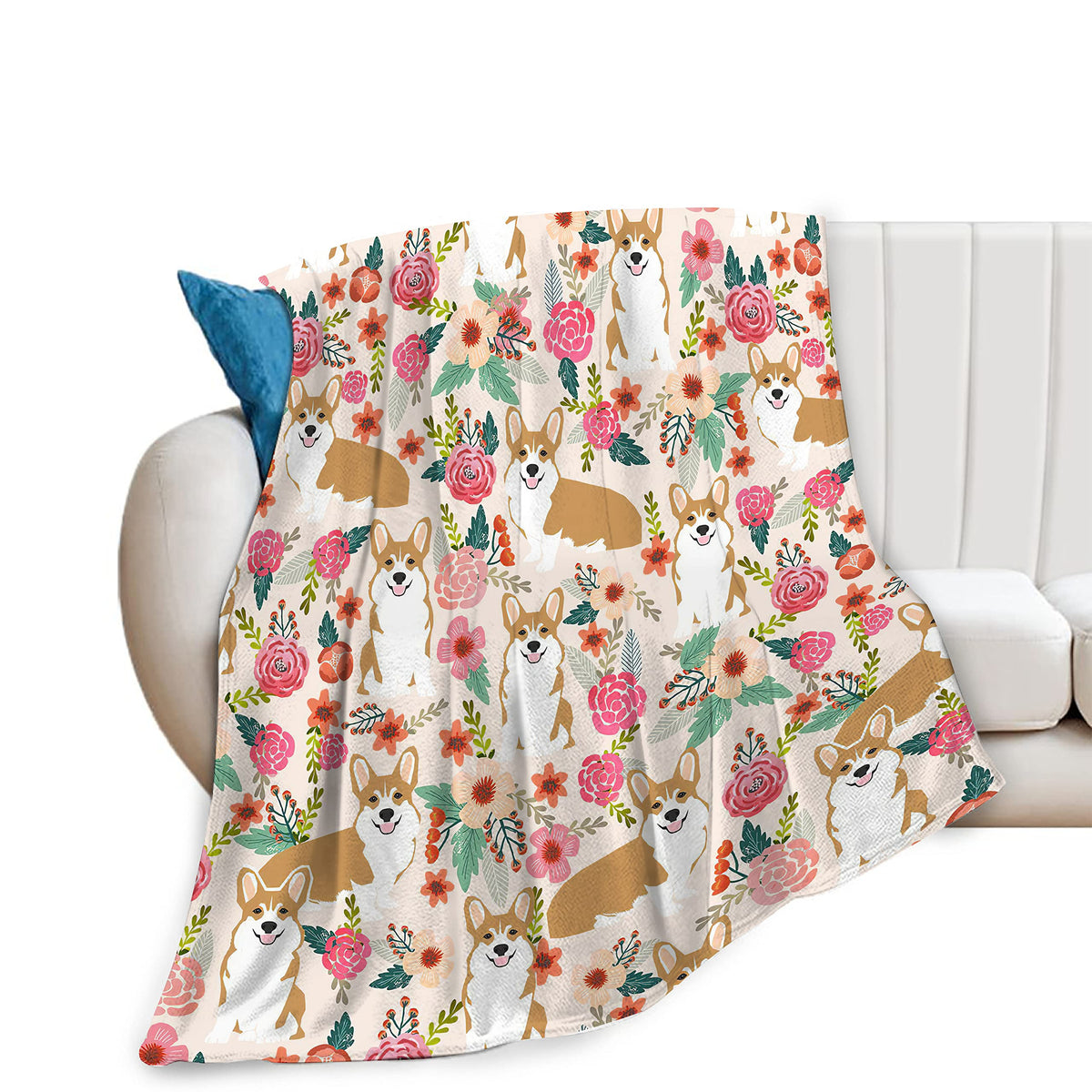 Cute Corgi Blanket Puppy Corgi Dog Blanket Animal Fleece Blanket Throw Soft Cozy Blanket For Bed Sofa Couch Gifts For Kids Boys