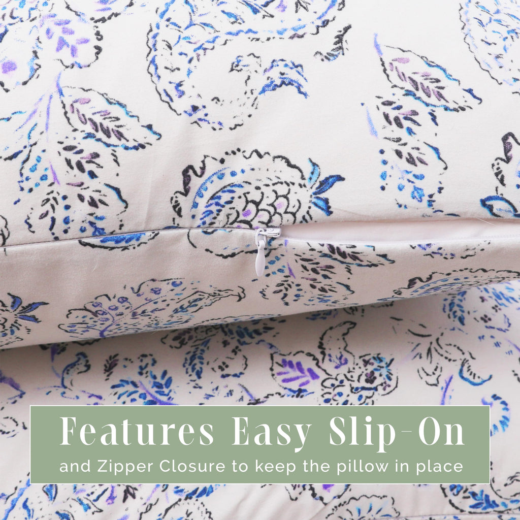 Elegant Comfort Ultra Soft 1-Piece Set Floral Print Pillowcases - 1500 Premium Hotel Quality Microfiber, Soft And Smooth Hidden Zipper Closure 1-Piece Pillow Covers - Body Pillowcase, Paisley Indigo