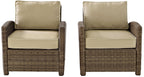 Crosley Furniture Bradenton 2-Piece Outdoor Chair Set, Wicker Patio Chairs for Conversation, Porch, Deck, Brown with Sand Cushions