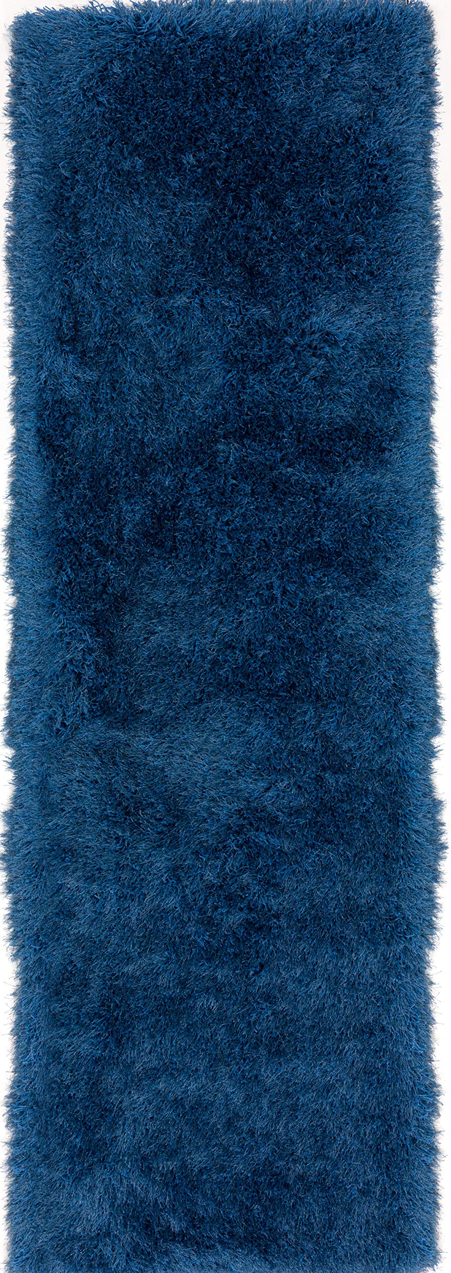 Addison Rugs Aurora Aau31 Blue 2'3" X 7'6" Rectangle Soft Shag Runner Rug, Easy Clean, Plush, Bedroom, Entryway, Laundry Room, Living Room, Dining Room, Kitchen Rug