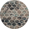 Unique Loom Trellis Frieze Collection Area Rug - Rounded (8 Round, Blue Multi/ Ivory)