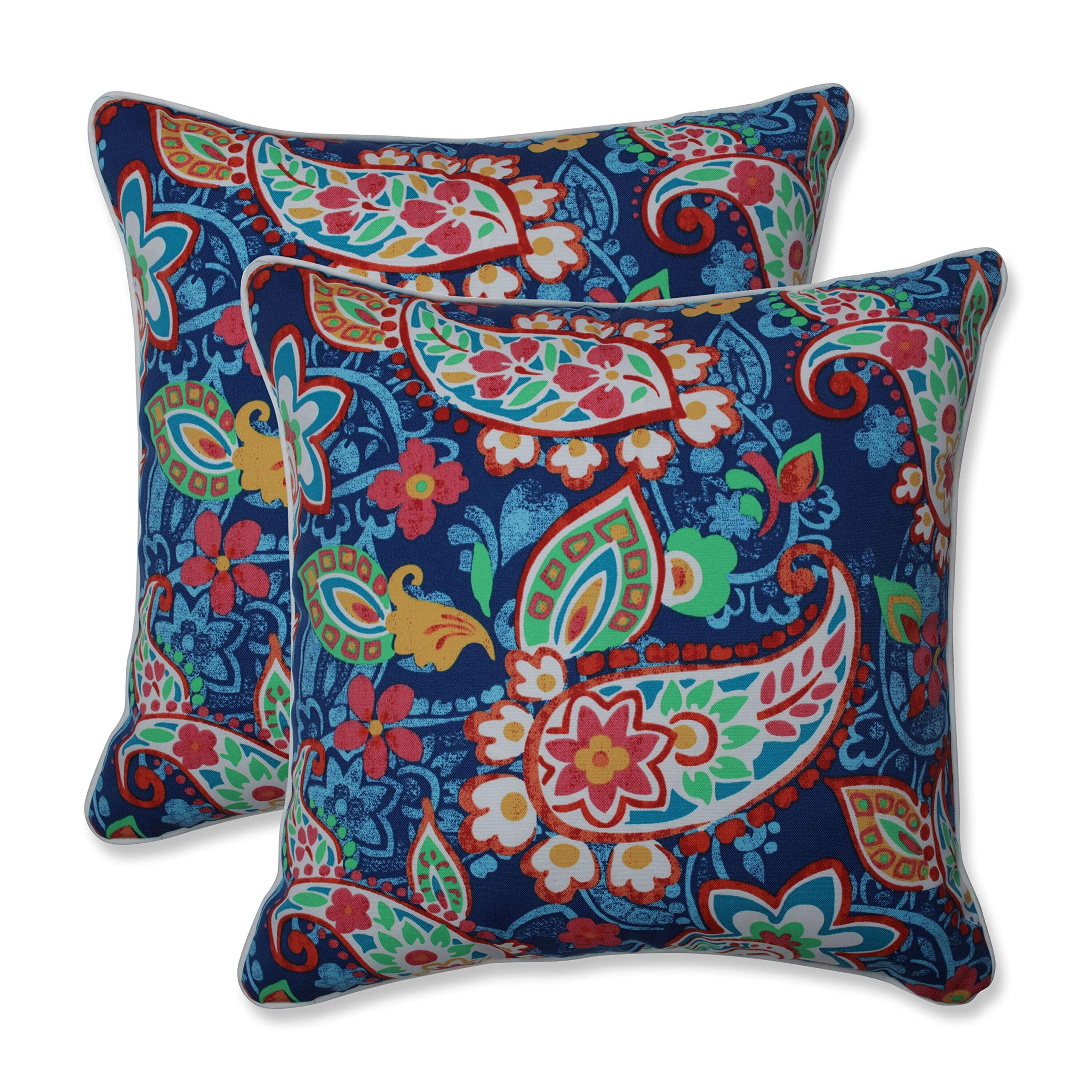 Pillow Perfect Paisley Indoor/Outdoor Accent Throw Pillow, Plush Fill, Weather, And Fade Resistant, Large Throw - 18.5' X 18.5'
