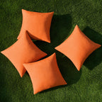 Miulee Pack Of 4 Decorative Outdoor Throw Pillow Covers Linen Waterproof Pillow Covers Farmhouse Cushion Cases For Patio Garden Tent Balcony Couch Sofa 16X16 Inch Bright Orange
