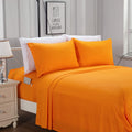 Elegant Comfort Delilah Polkadot 4-Piece Set, Fade & Wrinkle Resistant, 1500 Premium Hotel Quality Microfiber Deep Pocket Fitted Sheet Featuring Smart Pockets, Polkadot Sheet Set, Twin, Orange