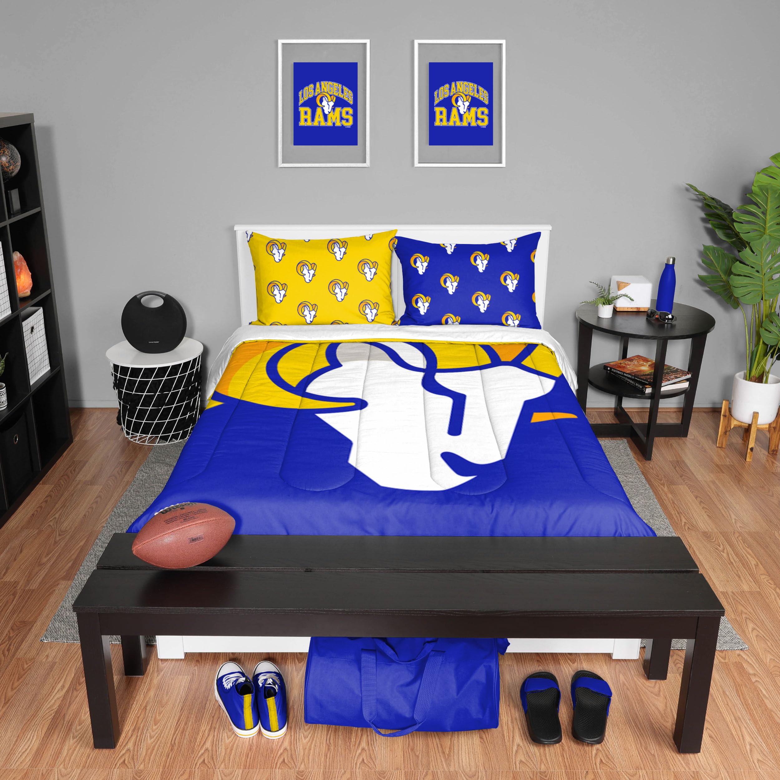 Foco Los Angeles Rams Nfl Team Color Bed In A Bag Comforter Bedding 3 Piece Full Set