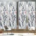 Ambesonne Leafy Art Window Curtains Pack of 2, Muted Forest Leaves and Gentle Flowers with Geometric Cube Details, Lightweight S