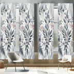 Ambesonne Leafy Art Window Curtains Pack of 2, Muted Forest Leaves and Gentle Flowers with Geometric Cube Details, Lightweight S