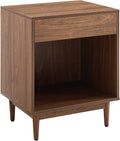 Crosley Furniture Liam End Table And Record Player Stand With Storage For Vinyl Records, Walnut
