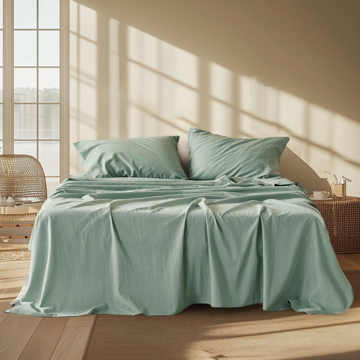 Bedsure Linen Sheets - Linen Bedsheets King Size, Blend From Linen Cotton Sheets, Breathable & Soft Cotton Bedsheets, Gifts For