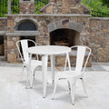 Flash Furniture Commercial Grade 30 Round Silver Metal Indoor-Outdoor Table Set with 2 Cafe Chairs