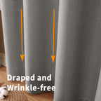 Bgment Natural Faux Linen Curtains For Bedroom, Grommet Thick Linen Semi Sheer Drapes Light Filtering Privacy Window Treatments Curtains For Living Room, Set Of 2 Panels, 52 X 95 Inch, Grey