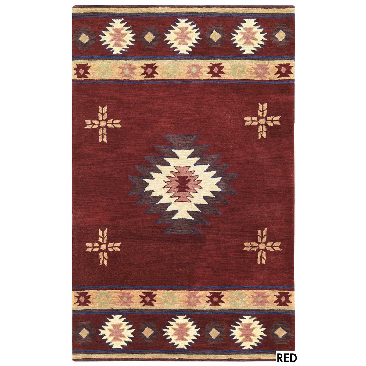 Rizzy Home Alora Decor Ryder 5' X 8' Tribal Burgundy/Tan/Sage/Navy Hand-Tufted Area Rug