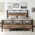 LIKIMIO Queen Bed Frame, Tall Industrial Headboard 51.2  , Platform Bed Frame with Strong Metal Support, Solid and Stable, Noise