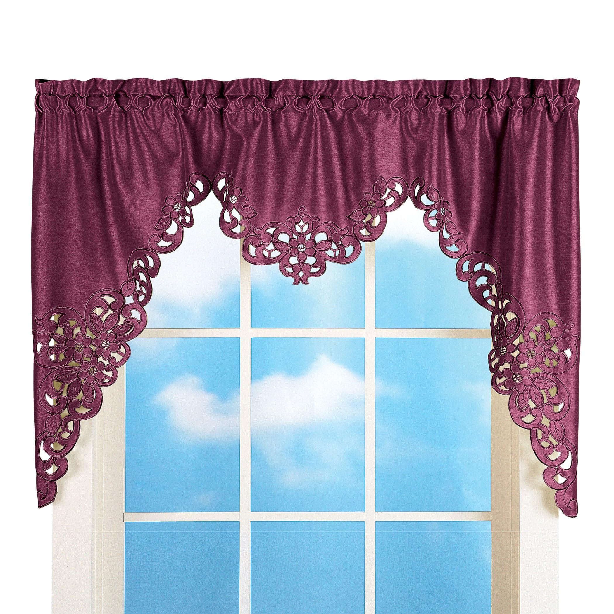 Collections Etc Elegant Scroll Window Valance Burgundy 58 X 36, Burgundy, 58 X 36
