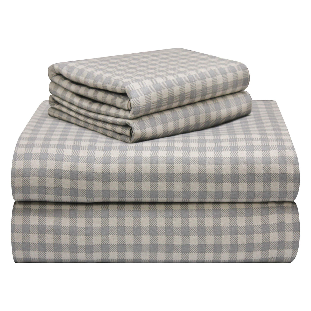 Pointehaven 180 Gsm Luxury 100% Soft Cotton Printed Flannel Sheet Set, Queen, Farmhouse Plaid - Warm & Cozy - Pre-Shrunk -Deep P