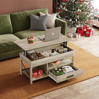Wlive Coffee Table, 39' Lift Top Coffee Table With Hidden Compartment, Storage Drawers And Storage Shelf For Living Room, Reception Room, Grey