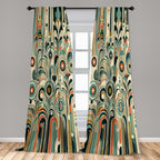 Ambesonne Abstract Modern Curtains, Leafy Silhouettes With Roundy Shapes Jumble Geometric Scandi, Window Treatments 2 Panel Set