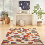 Nourison Aloha Indoor/Outdoor Modern Multicolor 9' X 12' Area Rug, Easy Cleaning, Non Shedding, Bed Room, Living Room, Dining Room, Kitchen (9X12)