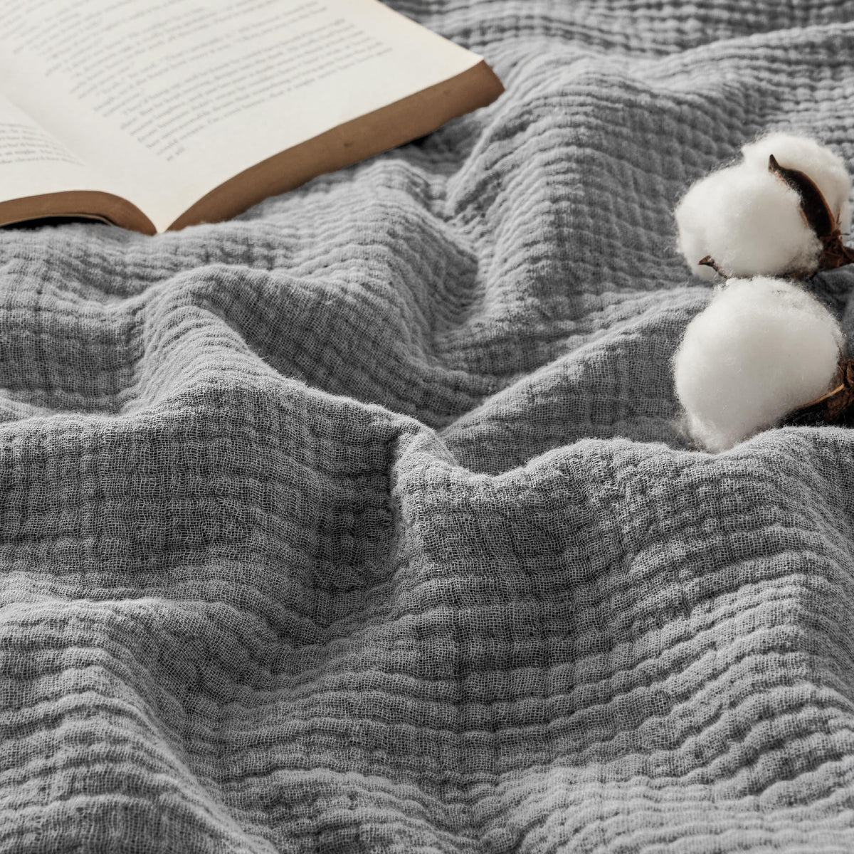 Bedsure 100% Cotton Muslin Throw Blanket Large 50X70 Inches - 4-Layer Breathable And Lightweight Summer Gauze Muslin Blanket For