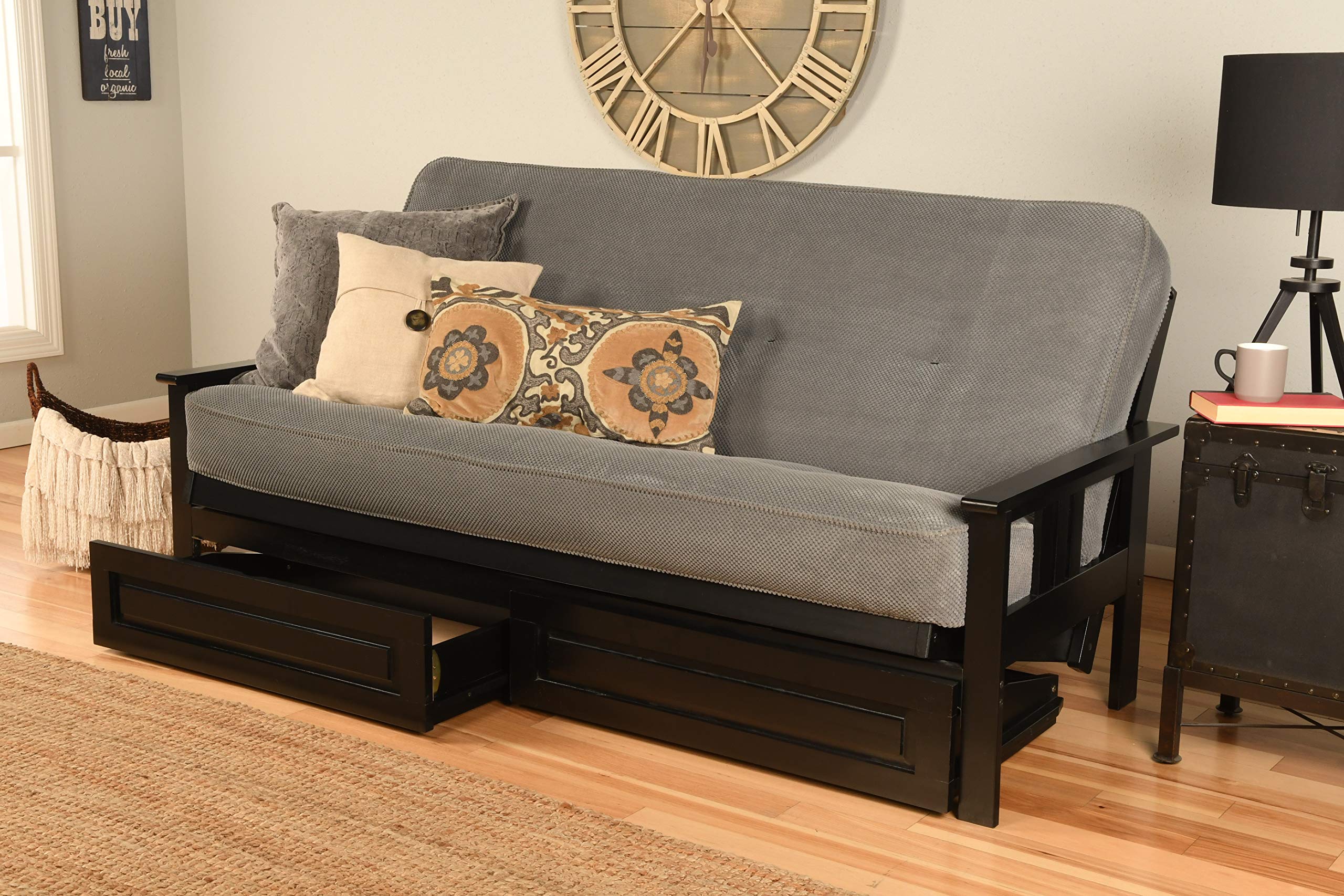 Kodiak Furniture Monterey Full Futon With Fabric Mattress In Marmont Blue/Black