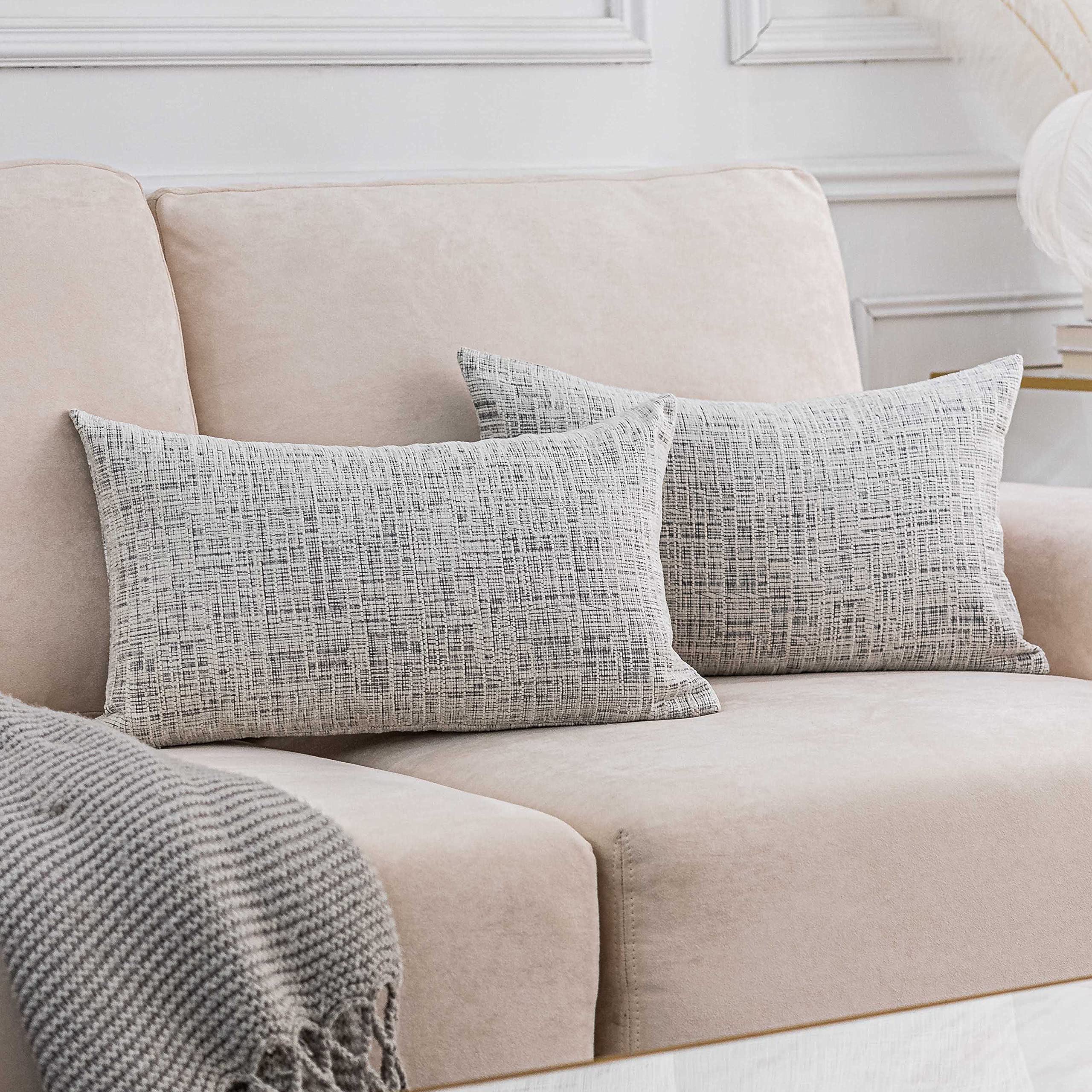 Home Brilliant White Lumbar Pillow Cover 12X20 Chenille Plush Velvet Oblong Decorative Throw Pillow Covers Pillowcases For Bed C