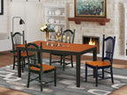 East West Furniture Nido5-Bch-W 5 Piece Dining Room Furniture Set Includes A Rectangle Kitchen Table With Butterfly Leaf And 4 Dining Chairs, 36X66 Inch, Black & Cherry