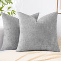 Decoruhome Couch Throw Pillow Covers 20X20 Set Of 2, Decorative Soft Chenille Solid Dyed Pillow Covers For Sofa Bed Living Room, Ultimate Gray